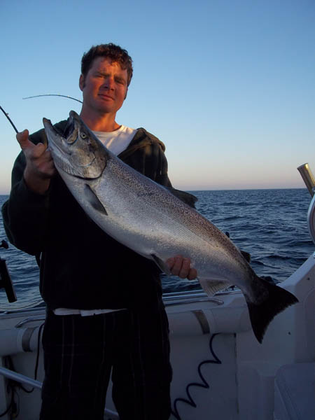 Nice King for ND man - Leprechaun Fishing Charters on Lake Michigan
